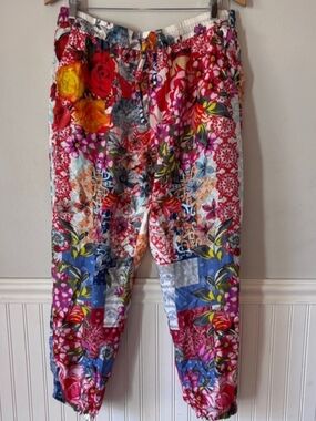 Johnny Was Multicolor Floral Patchwork Track Pants